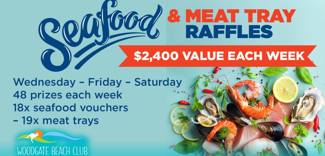 Seafood and meat tray raffles graphic