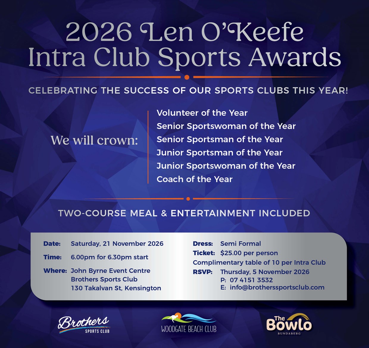 2026 Len O'Keffe Intra Club Sports Awards flyer graphic